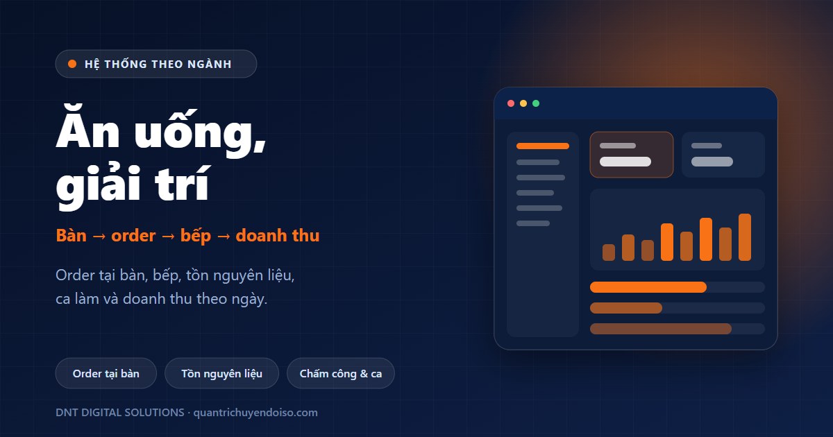 Ăn uống, giải trí — minh hoạ hệ thống quản lý
